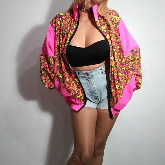 LAST ONE!!!!!!Neon Floral Windbreaker - Picture 8 of 8